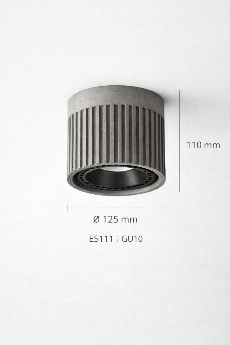 Lampa betonowa sufitowa ryflowana